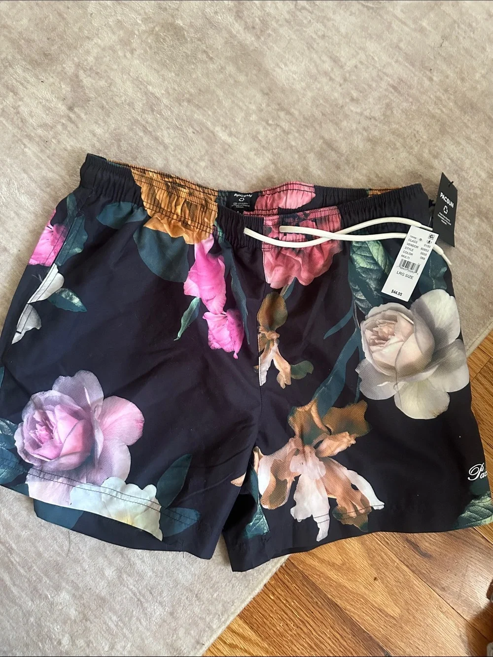 PacSun Black Floral Drawstring Bermuda Shorts